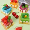 Dekorativa blommor Artificial Pu Birthday Fruit Mousse Cakes Dessert Simulation Model Ornaments Fake Cake Pography Prop Window Decoration