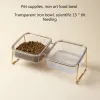 Pet bowl Transparent high foot cat bowl dog bowl Drink water Cat food basin Dog pet easy to clean double bowl