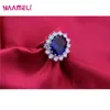 Cluster Anneaux Authentiques 925 Couleur argentée sterling Femmes Femme Bijoux de mariage Blancherie classique Fleur ovale Crystal de zircon cubique bric