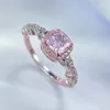 Cluster anneaux 2024 S925 Pure Silver Brilliant 5 5 mm Pink Diamond Shining Fashion Party Party Ring Niche