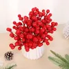 Flores decorativas 10/50pcs Artificial Christmas Berry Red Gold Fake Berries Branch Diy Garland Natal Tree Ornament Table Decor Decor Fruit