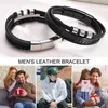 Link Bracelets Wholesale Leather For Men Boys Black Stainless Steel Wristband With Beads Custom Gents Gift Jewelry