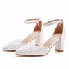 Обувь обувь Crystal Queen Fashion Sexy Elegant Madeny High Heels Bess rap Lummer Party Sandals Женщины белые кружевные свадьба H240409