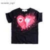 Masna marka Commes Mens Play T Shirt CDG Designer Red Heart Casual Women Shirts des Badge Garcons High Quanlity Tshirts Cotton Hafdery Blue 8607