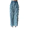 Mujeres Jeans vintage de mujeres Sexy Y2K Streetwear Casual Tassel Fringe STRING Pantalones de mezclilla