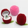 Blumenform Geschenkverpackung Schmuckschachteln Süße Rose Flocking Ring Hülle Ohrring Ohrstolzen Geschenke Container Display Schmuckstücke T9I002610