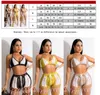 Women's Swimwear Summer Women Crochet Knitted Color Matching Two Pieces Set Halter Backless Bra Top and Fishnet Pants Sexy Hollow Out Beach Suit