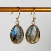 Boucles d'oreilles en peluche labradorite minimaliste pour femmes Gemmes à la mode