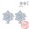 Stud Earrings Winter Romantic Series 925 Sterling Silver Blue Snowflake Boutique Jewelry Paired With Gifts
