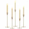 Titulares de velas 3pcs metal ouro cenário de castelista cápsula cônica requintada candelabra para jantar de casamento de festas