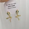 Stud Earrings Japanese And Korean Green-eyed Rhinestone Snake For Women Light Luxury High-end 2024 Versatile Fashionable Earring