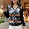Höchste luxuriöse Pullover Damen Langarm V-Ausschnitt Klassische Designer-Sweater Frauen Strickjacke 5xl