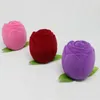 Flower shape Gift Wrap Jewelry Boxes Cute Rose Flocking Ring Case Earring Ear Stud Cases Gifts Container Display Jewelry-Box T9I002610