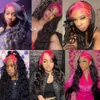 180% densité rose noir mettant en évidence les perruques de cheveux humains 13x4 Body Wave Lace Front Wig Hd Transparent Lace Synthetic préparé