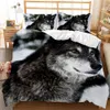 Wolf Comforter Cover Queen/King Size,animal Printed Quilt Cover,Wild Snow Wolf Theme Polyester Duvet Cover for Kids Teens Boys