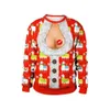 Funny chest exposed belly button fur round neck pullover 3D digital printed couples sweater