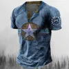 Casual shirts voor heren vintage knop v-hals navigatie t shirt korte mouw gothic henley shirt voor mannen extra grote tops tee shirt heren punk streetwear 240409