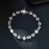 Bangle Irregular all silica diamond bracelet female princess square heart-shaped jade cut oval diamond 925 silver bracelet yq240409