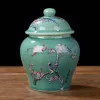 Céramic Ginger Jar Chinese Vintage Style Cadeau décoratif Chinoiserie Vase pour comptoir Office Party Home Decor Storage