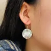 Vintage Metal Textured Round Disc Clip On Earrings Without Piercing Geometric Statement Big Earrings No Pierced Ear Clips