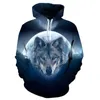 New Mens Wolf 3D Sweat à capuche imprimé numérique