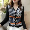 Höchste luxuriöse Pullover Damen Langarm V-Ausschnitt Klassische Designer-Sweater Frauen Strickjacke 5xl