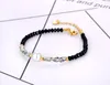 Strand Titanium rostfritt stål svart kristallarmband trendig 18k guldpläterad vit pärlor charm för kvinnor b22045
