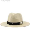 Chapeaux à bord large chapeau de seau grand taille 56-58 59-60 cm Nouveau Panama Natural Chapeau de paille Summer Men de femme largeur large plage UV Protection Fedora Sun Hat Wholesale Y240409