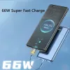 66W Huawei P40 Power Bankのスーパーファスト充電20000MAH IPHONE 13用のケーブルパワーバンクに組み込まれていますXiaomi Samsung LED Light