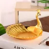 Pretty Gold Peacock Fruit Plate Luxury Zinc Alloy Tray Delicate Storage Plate For Candy Trinket Jewelry Snack Serving Home Decor 240326