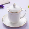 Tasses Jingdezhen en céramique tasse de thé avec couvercle peint à la main à la main osseux en porcelaine en porcelaine