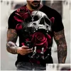 T-shirts masculins t-shirts kyck marque skl rose romantique 3d imprimé et t-shirt pour femmes de haute qualité coton coton à manches courtes dhg2p