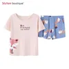 Thuiskleding Women's Soft Cotton Pyjama Sets T -shirt shorts Vrouwelijke pyjama Mooie huiskleding