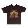 Rhude Brand Summer Tshirts Designer Tシャツ男性と女性のトレンディなファッション服RH028オウム対称印刷半袖TシャツサイズS-XXL