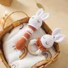 3pc/set Baby Rattles Crochet Stuffed Bunny Doll Rattle Toy Wood Ring Baby Teether Rodent Baby Gym Mobile Newborn Educational Toy