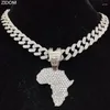 Hanger kettingen mannen dames hiphop ijskoud blingkaart van Afrika ketting met 13 mm Cubaanse ketting hiphop mode charme sieraden