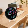 LED Digital Wall Clock Multifunktionell temperatur Display Hushållen Daglig väggvägg Hängande färgglada intelligenta klockor