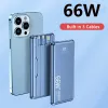 66W Charge super rapide pour Huawei P40 Power Bank 20000mAh intégrée dans le câble Powerbank pour iPhone 13 Xiaomi Samsung avec lumière LED