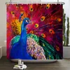 Shower Curtains Flower-bird Peacock Waterproof Polyester Curtain With Hooks For Bathtub Bathroom Screen Home Decor Large Size Wall Cloth