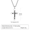 Pendant Necklaces Vnox black silver stainless steel brooch necklace dual tone double-layer cross pendant punk rock belief necklaceQ