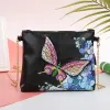 Bolsa de pintura de diamante colorida feminino Butterfly Maquiagem bolsa de armazenamento em casa Bolsa de pulso Carteira de zíper novo presente artesanal