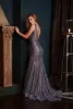 2024 Latest Prom Dresses Sexy Deep V Neck Backless Lace Charming Mermaid Evening Wear Sweep Train Party Gowns Special Occasion Dresses