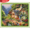 Huacan Cross Stitch House Cotton Thread Painting Diy Needlework Kits 14CT Embroidery Scenery Home Decoration