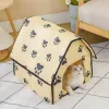 Pet House Portable Cat Dog Villa fotavtryck Mönster Katter Hundar Nest Fällbart litet medelstora husdjur Bädd Tältvalp Kennel Shed