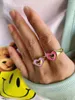 Cluster Rings 10Pcs Vintage Fashion Enamel Plated Brass Double Heart Jewelry Ring Design Korean Finger For Women Party Jewey