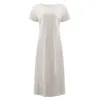 Sukienki swobodne kobiety bawełniane lniane sukienka luźna maksymalna lita kolor krótki rękaw z kieszenią białą wygodną tunikę na jesień