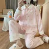 2022 automne hiver épaissis coton coton femme enceinte caricature du dessin animé Snow Bear Pyjamas Malloids maternel et nourrissant les vêtements nouveau-nés intercouches