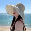 Hollow Antiuv Fisherman Hat for Women Springsummer Beach Sunscreen With Face Protection240409