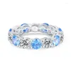 Klusterringar 925 Sterling Sier M Bandbredd Växel av två ton kubik zirkoniumtackbar CZ Eternity Ring for Women Drop Delivery Je Otj0x