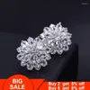 Stud Earrings Snowflake Earrring Zircon Cz 925 Sterling Silver Engagement Wedding For Women Bridal Jewelry